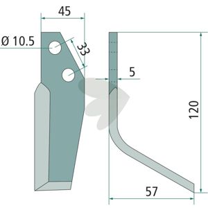 Rotary tiller knife Goldoni c-c 33mm hole 10.5mm in the group Wearing Parts / Soil Cultivation / Rotary Tiller at Sagro.se (180600008831HV)