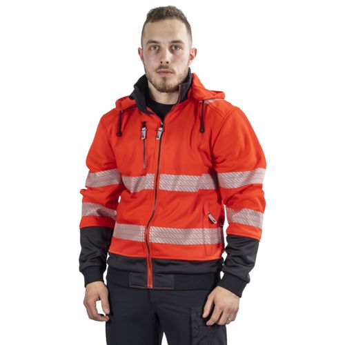 Warning Hoodie With Full Zipper Anders Red in the group Workwear / Clothing / High-Visibility Clothing at Sagro.se (PAT557P)