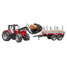 Massey Ferguson 7480 with loader and timber trailer 1:16