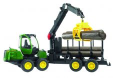 JD 1210E forwarder + 4 timber logs and grapple 1:16