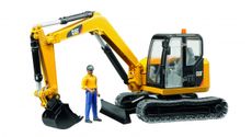Cat Mini excavator with construction worker 1:16