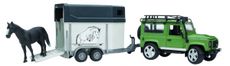 Land Rover Defender + horse transporter + 1 horse 1:16