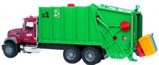 MACK Granite garbage truck (ruby red-green) 1:16