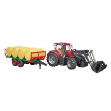 Case IH Optum 300 CVX with front loader, bale trailer
