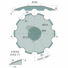 Notched Disc 510x6mm