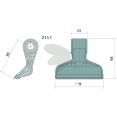 Hammer Flail 40/119mm, Hole 16.5mm