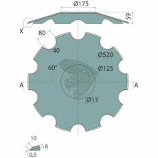 Notched Disc 520x6mm