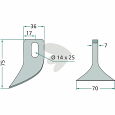 Hammer Flail 7/70mm, Hole 14x25mm