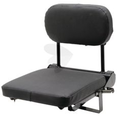 Brown passenger seat, designed for comfort in tough environments.