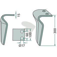 Rotor harrow tooth Right - M36100215R