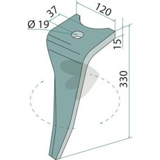 Rotor harrow tooth, long bracket