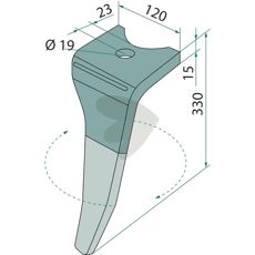 Rotor harrow tooth, short bracket