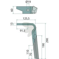 Rotary harrow tooth Right - 950788