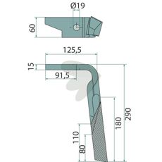 Rotary harrow tooth Right - 954426