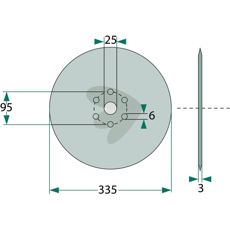Seed disc Lemken (Hassia) etc. 335mm hole 25mm