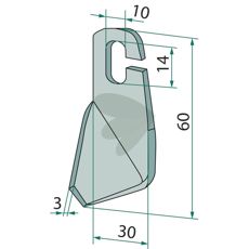 Wing Knife Right, sharpened - 995779