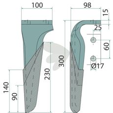 Rotary Harrow Tooth Left Dm Classic - M36100216R