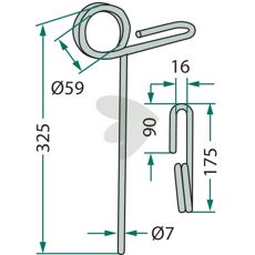 After harrow tine rear Kuhn (Nodet) - 53043900