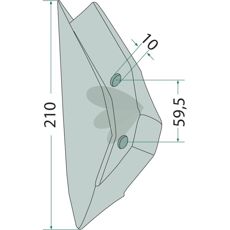 Blade wedge Kverneland and more. 210mm hole 10mm 825782