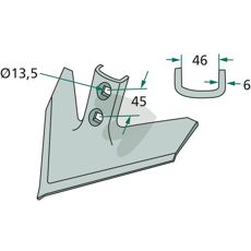 Goosefoot cutter Working width = 300 Angle 47