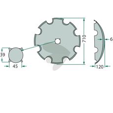 Disc serrated, 710x6 mm