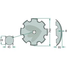 Disc serrated, 760x8 mm