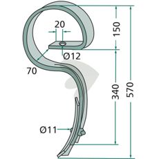 Cultivator pin complete with knife 300502, KK300502