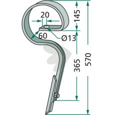 Cultivator pin straight with knife 111099018, KW11109901