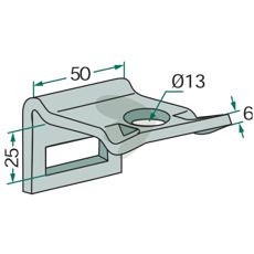 Bracket for pin 32x10, for 50x15 frame