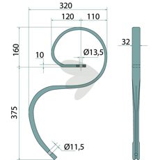 Cultivator pin reinforced, complete with blade