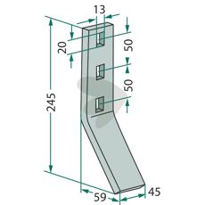 Curved wearing edge, including screw and nut