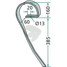 Left release pin 32x10mm length 385mm 00017591