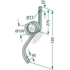 Pin 25x25mm length 720mm hole 17mm