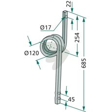 Pin 685X22mm hole 17/120mm