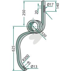 Pin 30x30mm length 625mm hole 120/17mm