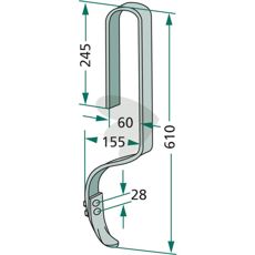 Pin complete with blade Nordsten and others. Length 610mm