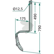 Pin complete with blade 40x10mm length 790mm hole 12.5mm