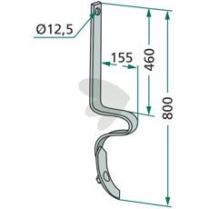 Pin complete with blade 32x10mm length 800mm hole 12.5mm