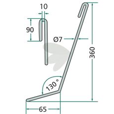 After harrow pin Amazone scraper 360mm