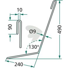 After harrow pin left Amazone scraper 490mm