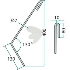 After harrow pin right Amazone scraper 400mm