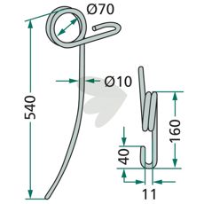 Rear harrow pin Marsk-Stig 540mm