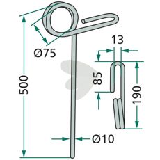 Rear harrow pin Marsk-Stig 500mm