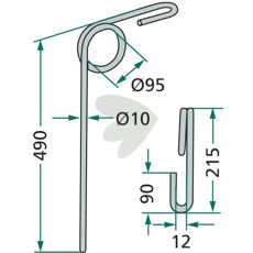 Rear harrow pin Marsk-Stig 490mm