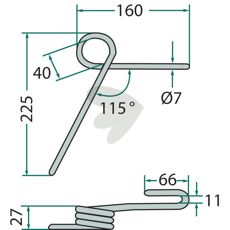 Rear harrow pin back Kuhn (Nodet) - FJX0348C