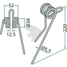 Rear harrow pin back, 45 Rabe, Pttinger