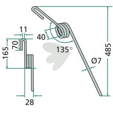 Rear harrow pin back, 45 Pttinger, Rabe