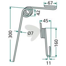 Rear harrow pin back, 45 Rabe