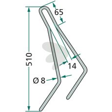 Rear harrow pin long Rabe, Pttinger 510mm