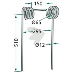 Rear harrow pin 510mm